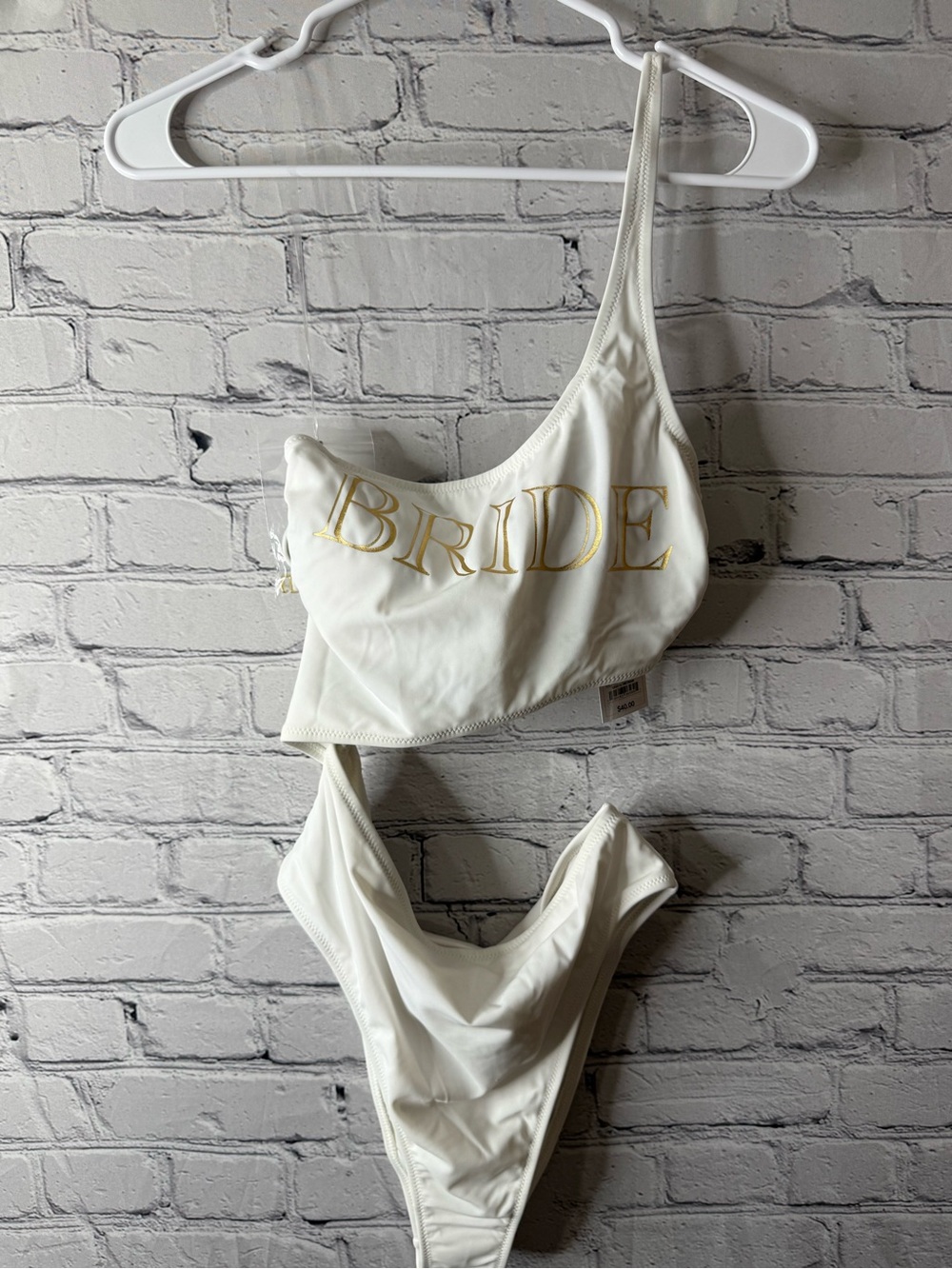 NWT shade and shore Bride Embroidered One-Shoulder White Bridal Swimwear small